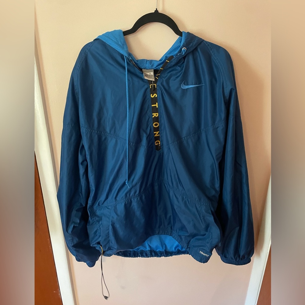 Nike Livestrong Blue & Gold Half Zip Windbreaker Vintage Activewear XL